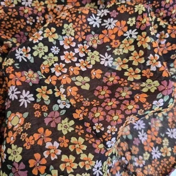 Free people Bonnie shirt dress floral orange button mini dress sz Small - Picture 8 of 11